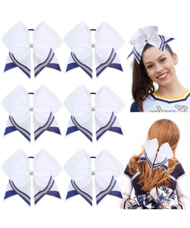 6 PCS 7 Large Glitter Cheer Bows for Cheerleaders  CN Sparkly Hair Bows with Elastic Hair Ties Personalized Accessories for Teens Girls Woman Cheerleading Softball Competition Sports C1