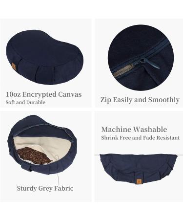 FelizMax Crescent Zafu Meditation Pillow with Zippered Organic Cotton Cover - Large Sky Blue - Buy Online on GoSupps.com