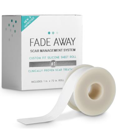 Fade Away Scars - The Original Silicone Scar Sheeting Roll- Custom Size Medical Grade- Effective Silicone Scar Sheets Strips and Patches for Scars Surgical Scar Tape Scar Away Silicone Scar Sheets