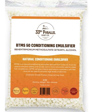 33rd PARALLEL | BTMS 50 Conditioning Emulsifier | Sizes 2 OZ to 1 LBS | 100% Natural Plant Derived | Behentrimonium Methosulfate Cetearyl Alcohol Emulsifying Conditioner | Product of USA (2 OZ) 2 Ounce (Pack of 1)