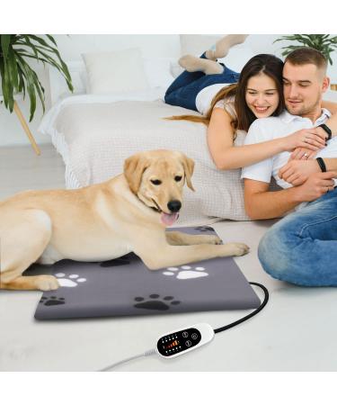 Rest-Eazzzy Pet Heating Pad with 5 Level Timer & Temperature - Electric Warming Mat for Dog Cat - Automatic Power-Off - Paw-Grey - Buy Online on GoSupps.com
