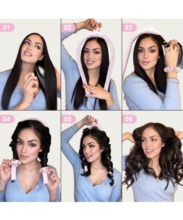 Dr. Pure Heatless Hair Curler - Overnight Heatless Curling Rod Headband for Long Hair in Champagne Pink - Buy Online on GoSupps.com