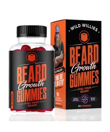 Wild Willies Beard Growth Gummies Supplement Grow Fuller & Thicker Beard  Formulated with Biositol Complex & 19 Hair Grooming Nutrients & Vitamins - 60 Gummies  Berry Blast Flavor
