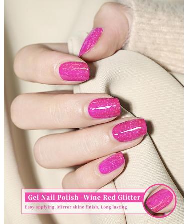 Quick Dry Hot Pink Gel Polish - 12ml Barbie Pink Glitter Chrome Nail Polish | Bright Magenta Shimmer Soak Off Nail Art for Women & DIY Manicure - Buy Online on GoSupps.com