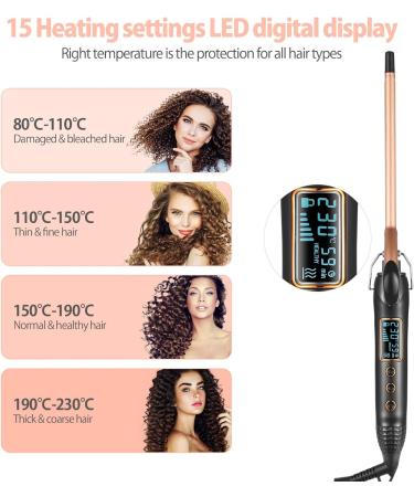 Haglater 3/8 Inch Curling Wand - Ceramic Barrel Curling Iron for Short & Long Hair - 9mm Thin Curling Tong with Adjustable Temperature - Buy Online on GoSupps.com