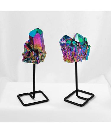 Natural Titanium Coated Rainbow Crystal Quartz Cluster Geode Druzy Rock Crystal Quartz Cluster Home Decoration Gemstone Specimen + Free Display Stand Crystal Cluster - Buy Online on GoSupps.com