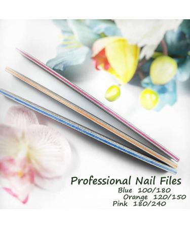 Set of 3 Nail Files Half Moon Professional Emery Boards for False Nails Acrylic Gel Tips Manicure tools by Nail4U Double sided Nail File Different Gradation 120/150 100/180 180/240 Grit - Buy Online on GoSupps.com
