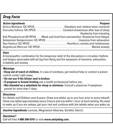 JetZone Jet Lag Prevention - Natural Homeopathic Remedy - 30 Chewable Tablets for Easy Travel Relief - Buy Online on GoSupps.com