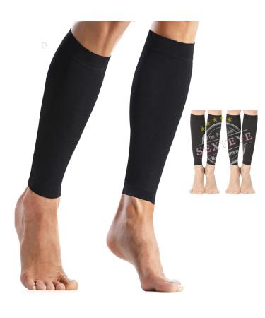 Footless Compression Socks Women 2 Pair Unisex 20-30mmHg Calf Compression Sleeve for Leg Support Varicose Veins Shin Splint X-Large (2pair) #2Black(2pair)