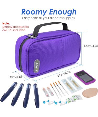 Youshares Insulin Cooling Bag with 2 Cooling Packs - Large Capacity Diabetes Bag for Diabetics (Purple) | Keep Medications Cold & Safe - 21x11.5x6cm - Buy Online on GoSupps.com