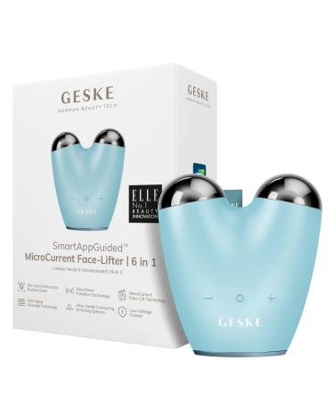 Geske |SmartAppGuided Microcurrent Face-Lifter |6 in 1 |Facial Lifting |Face & Jawline Trainer |Face lift |Anti -aging device |Microstrom against wrinkles |Double chin remover turquoise - Buy Online on GoSupps.com