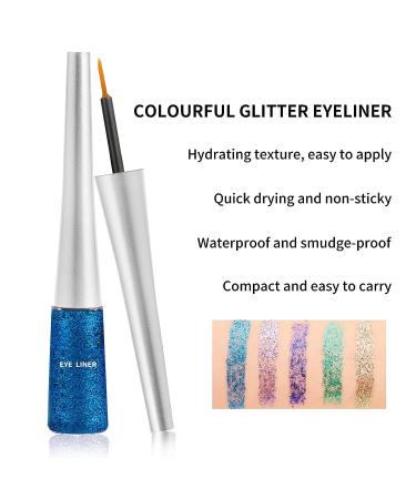 Boobeen Colorful Glitter Liquid Eyeliner - Waterproof & Smudge-Proof Metallic Eyeliner for Women (1 Pcs, Shade 05) - Buy Online on GoSupps.com