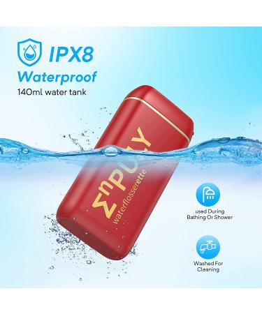 Enpuly Cordless Water Flosser for Teeth - Rechargeable Dental Oral Irrigator with 5 Jet Tips, 3 Modes, IPX8 Waterproof - Portable for Travel & Home Use (Red Gold) - Buy Online on GoSupps.com