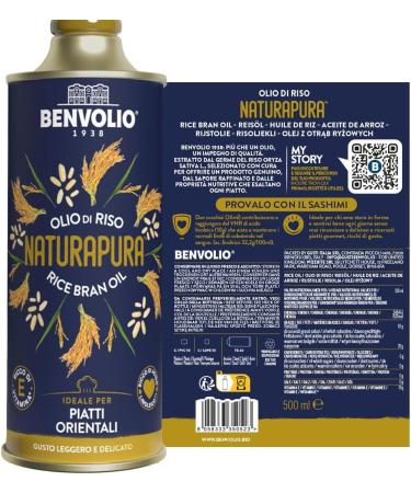 Pure Natural Non GMO Rice Oil - 500 ml Benvolio 1938 - Rice Bran Oil with Organic Ginger Extract Ideal for Frying - Buy Online on GoSupps.com