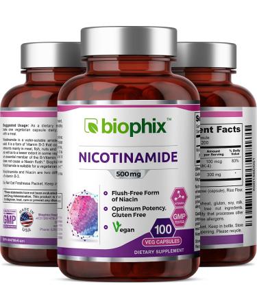 Biophix B-3 Nicotinamide 500mg 100 Vcaps - Skin Cell Health Support Formula - Buy Online on GoSupps.com