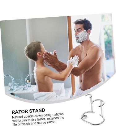 Minkissy Shaver Holder Set | Metal & Wood Razor Stand for Men | Shaving Brush Organizer | 2-Pack Safety Razor Kit 9x6.5cm - Buy Online on GoSupps.com