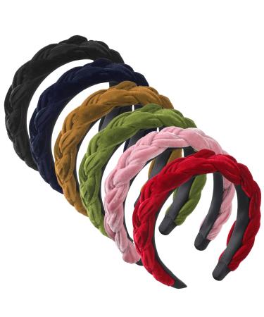 6 Pieces Velvet Headband for Women Girls Criss Cross Wide Braided Hairband Solid Color Soft Cute Hair Accessories for Travel Dating Washing Face  6 Colors  6.89 x 6.3 x 1.57 Inch