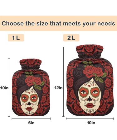 Buy Naanle Rose Mexican Skull Hot Water Bottle 1L Transparent Hand & Foot Warmer for Pain Relief & Heat Therapy International Shipping Available - Buy Online on GoSupps.com
