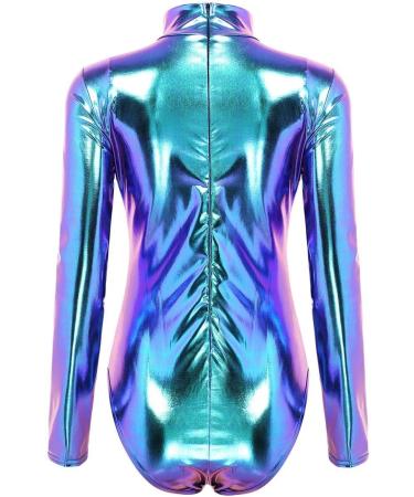Shop Women's Shiny Ballet Suit | Long-Sleeved Metallic Dancewear & Gymnastics Outfits | Available in Black Blue & White - XXL - Buy Online on GoSupps.com