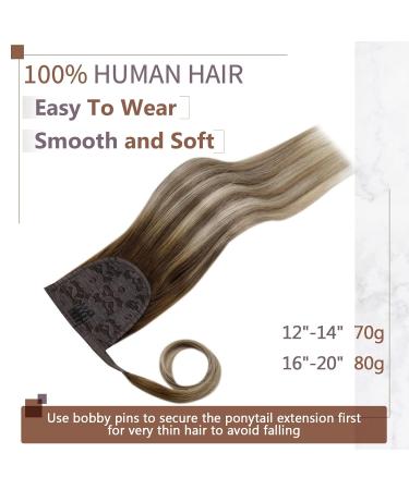 Runature Balayage Clip-In Braid Hair Extensions - 35cm Dark Brown & Blonde Mix 70g Human Hair Perfect for Ponytails - #3/8/25 & #3/8/22 - Buy Online on GoSupps.com