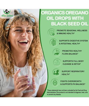 Vita letuo Organic Oil of Oregano with Black Seed Oil Oregano Oil Liquid Drops w/Garlic Olive Leaf Elderberry for Immune Digestive Support & Antioxidant Seasonal Support Supplement for Women Men - Buy Online on GoSupps.com
