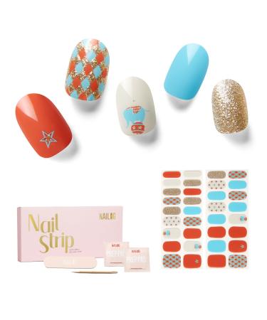 NAILOG Semi Cured Gel Nail Strips 34 pcs Salon-Quality Gel Nail Stickers Long Lasting Nail Wraps for Women with Soft Gel Finish The Circus Game - Buy Online on GoSupps.com