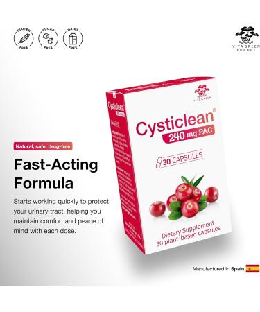 Cysticlean Cranberry PAC Supplement 240 mg PAC Sugar-Free Urinary Tract Infection Support Most Effective Cranberry Pills for Cystitis & Interstitial Cystitis Relief 240mg PAC (30 Count) - Buy Online on GoSupps.com