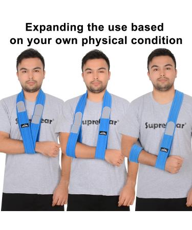 Supregear Adjustable Lightweight Arm Sling | Shoulder Immobilizer Support for Injured Arm | Breathable Medical Shoulder Support - Blue - 180cm - Buy Online on GoSupps.com