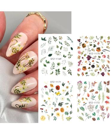 Floral and Butterfly Nail Art Stickers - Watercolor Decals for Women's DIY Manicure - 12PCS - Buy Online on GoSupps.com