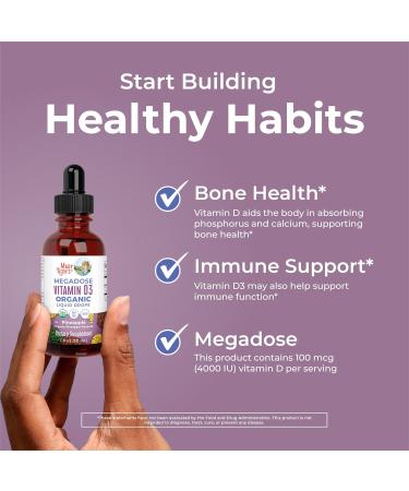 MaryRuth Organics Vitamin D3 Liquid Drops | Megadose 4000 IU | USDA Organic Liquid Vitamin D Spray for Adults & Kids | Immune Support & Bone Health | Vegan | Gluten Free | Non-GMO | 30 Servings - Buy Online on GoSupps.com