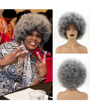 Short Afro Wig for Black Women, Smoky Gray Afro Wigs Unisex Men Women Large Bouncy and Soft Natural Looking Hair, Short Afro Kinky Curly Premium Synthetic Wig(Gray) - Buy Online on GoSupps.com