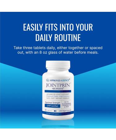 Approved Science Jointprin - Joint Support Supplement - Glucosamine, MSM, Chondroitin, Turmeric, Boswellia, BioPerine - 1 Month Supply 90 Count (Pack of 1) - Buy Online on GoSupps.com