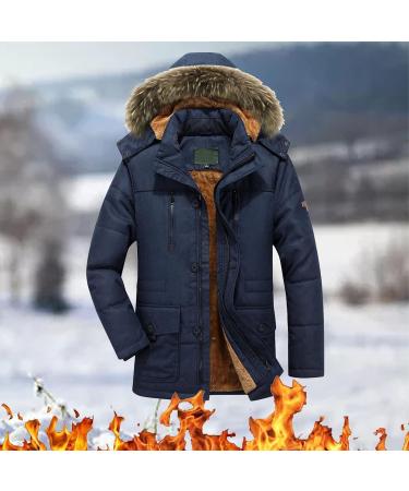 Shop Hanxiulin Men's Fleece Plush Jacket - Warm Zippered Hoodie Fluffy & Cozy Autumn Coat in Dark Blue - Buy Online on GoSupps.com