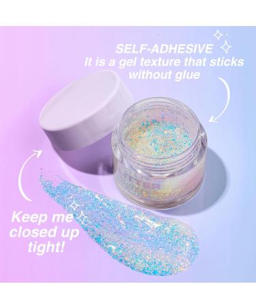 Langmanni Holographic Body Glitter Gel - Color-Changing Eyeshadow & Cosmetics for Body Face Hair & Lips - 1.35 oz Silver Fantasy - Buy Online on GoSupps.com