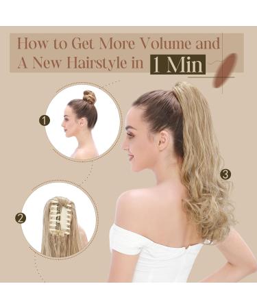 TESS Claw Clip in Ponytail Hair Extensions 18 Inches Curly Wavy Ponytail Extension Medium Brown mix Dark Blonde Hair Extensions Clip in Ponytail Balayage for Women 140g 18 Inch Medium Brown mix Dark Blonde - Buy Online on GoSupps.com