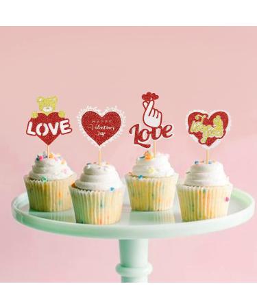 Keaziu 24 Pack Happy Valentine's Day Cupcake Toppers I Love You Heart Cupcake Picks Love Cupcake Toppers for Wedding Proposal Engagement Bridal Shower Sweet Love Theme Party Cake Decoration Red 4 - Buy Online on GoSupps.com