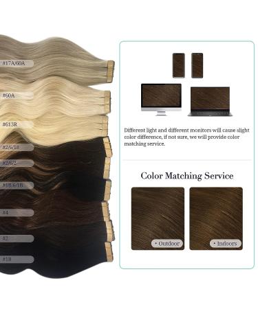 Tape in Human Hair Extensions 18 Balayage Dark Brown to Chestnut Brown - Remy Straight Skin Weft - 50g 20pcs by DOORES - Buy Online on GoSupps.com