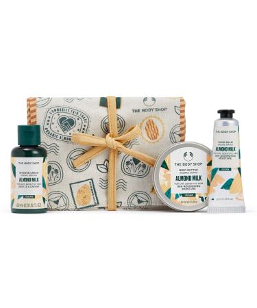 The Body Shop Soothe & Smooth Almond Milk Mini Gift Set Hydrating & Moisturizing Vegan Skincare Treats for Dry and Sensitive Skin 3 Items