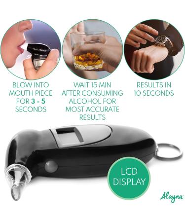 Professional Grade Portable Breathalyzer Alcohol Tester with LCD Screen - Keychain BAC Detector for Personal & Professional Use - Buy Online on GoSupps.com
