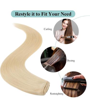 Clip in Hair Extensions Real Human Hair 8 Pieces Hair Extensions Clip in 16" Clip in Hair Extension Human Hair 65g Human Hair Extensions (Thin Weft) #613 Bleach Blonde - Buy Online on GoSupps.com