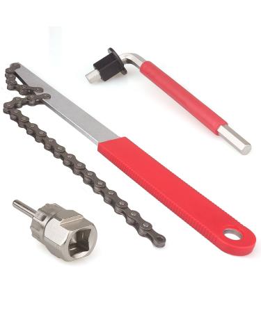 Bike Cassette Removal Tool with Chain Whip and Auxiliary Wrench Bicycle Sprocket Removal Tools Sprocket Remover 