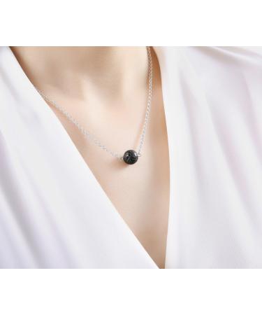 Lava Stone Bead Essential Oil Diffuser Necklace | Aromatherapy Jewelry | 16.5" Silver Chain Pendant - Buy Online on GoSupps.com