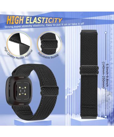 TipPTops 2 Pack Replacement Arm Strap for Fitbit Versa 4 Versa 3 Sense 2 - Adjustable Sports Nylon Bracelet for Men & Women - Black & Gray - Buy Online on GoSupps.com