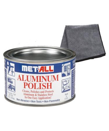 Aluminum Polish Cleans Polishes Heavy oxidation on Aluminum 16 oz + LARGE Microfiber Cloth Works Wonders on Chrome Gold Nickel Platinum Fiberglass Pexiglass