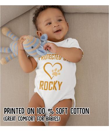 Personalised Protected By Dog Name Baby Grow | Cute & Comfortable Baby Vests for Girl or Boy | Matching Dog Scarf Bandana | 0 Months - White - Buy Online on GoSupps.com