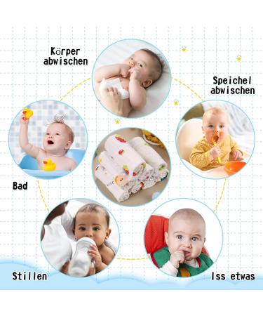Soft Baby Musselin Washcloths - Set of 8 | Multi-Purpose Facial Towels for Newborns & Infants | 25x25cm Ideal for Girls - Buy Online on GoSupps.com