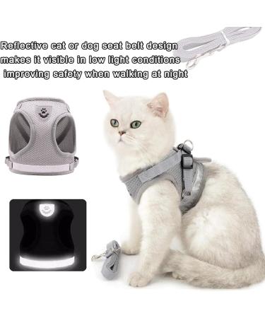 GWAWG Cat Harness and Lead Set Escape Proof Kitten Harness Soft Mesh with Metal Ring for Walking Travel S Grey - Buy Online on GoSupps.com