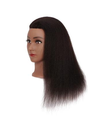 Hairginkgo Mannequin Head - 100% Real Hair Manikin for Hairdresser Training  and Styling Practice - With Clamp Stand (1711B0216)