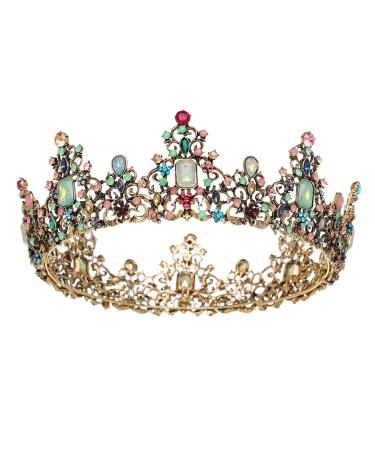 SWEETV Jeweled Baroque Queen Crown - Rhinestone Wedding Crowns and Tiaras for Women  Costume Party Hair Accessories with Gemstones Victoria 0.Multicolored