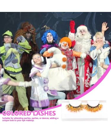 Glitter Lashes - Sparkly 3D Orange Lashes Shiny Dramatic Decorative Eye Strip Lashes | False Eyelashes flufy Wispy Curly Waterproof Sticker Eyelashes | Lashes for Holiday Eye Makeup Cosplay Q-05 - Buy Online on GoSupps.com